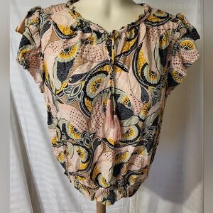 Rose & Olive Multicolor Floral Blouse, Size Large